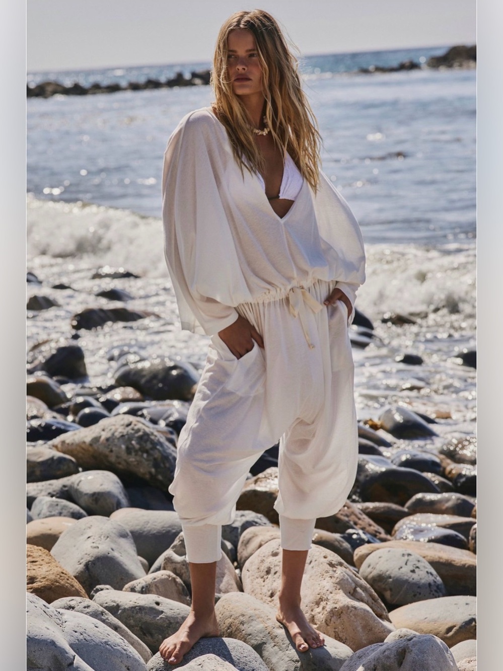 Free people elowen one piece jumpsuit NWT $78 clean ivory XS or s